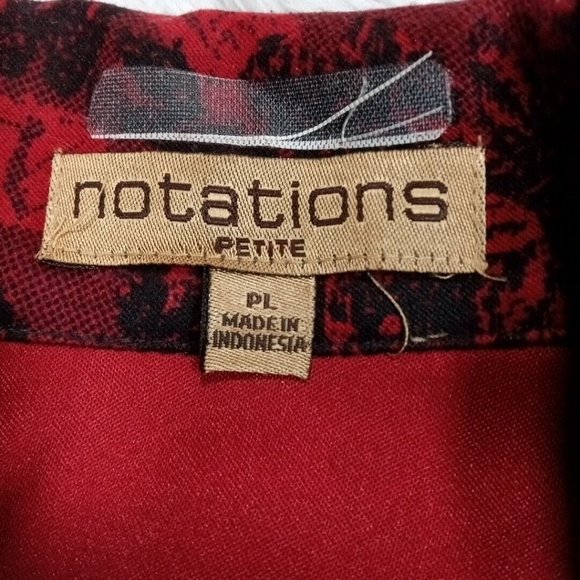 Notations Womens Jacket Red Petite Large Floral Zip Up Shoulder Pads Stretch PL - Picture 12 of 13